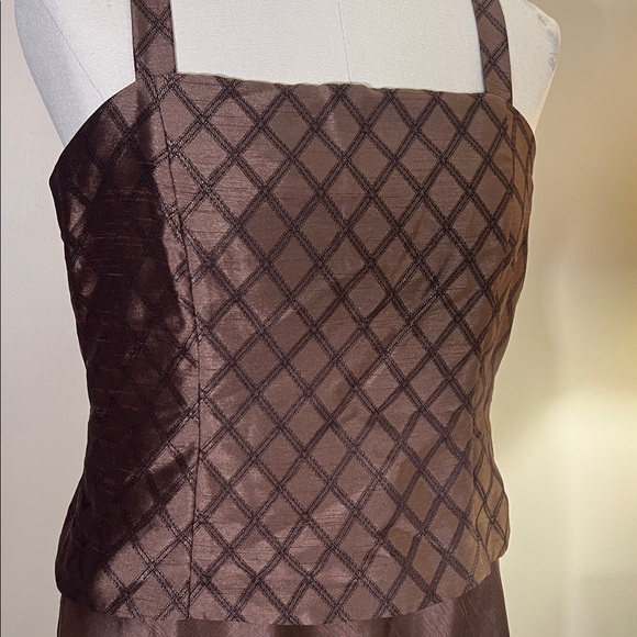 Jessica Howard brown floor-length evening dress shoulder straps flare skirt 14 - Picture 3 of 15